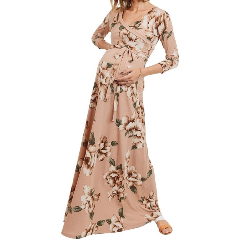 Maternity Floral Maxi Dress - Floral Baby Shower Dress